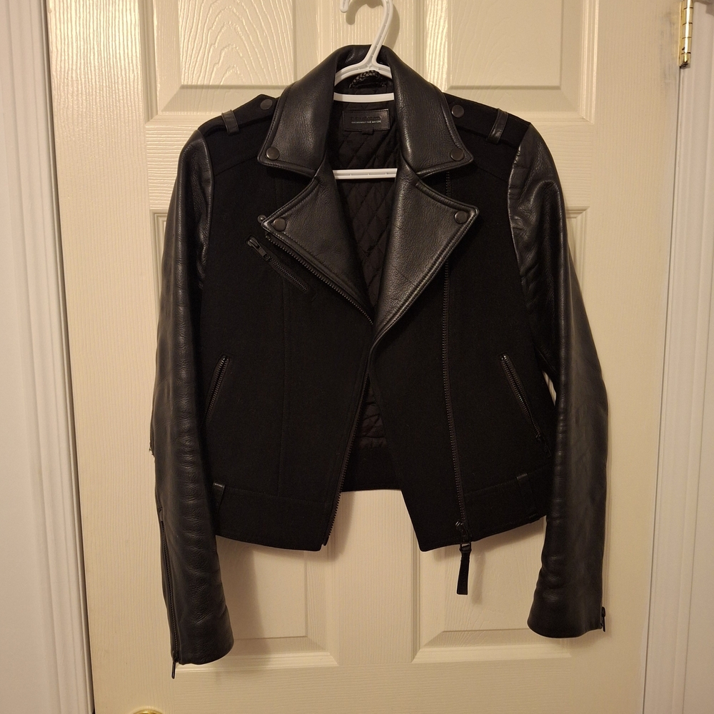 Mackage For Aritzia Leather And Wool Bomber With Lining.